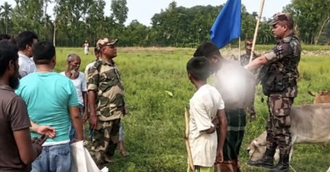 প্রতিবাদের মুখে সীমান্ত থেকে বাঁশের খুঁটি সরাল বিএসএফ