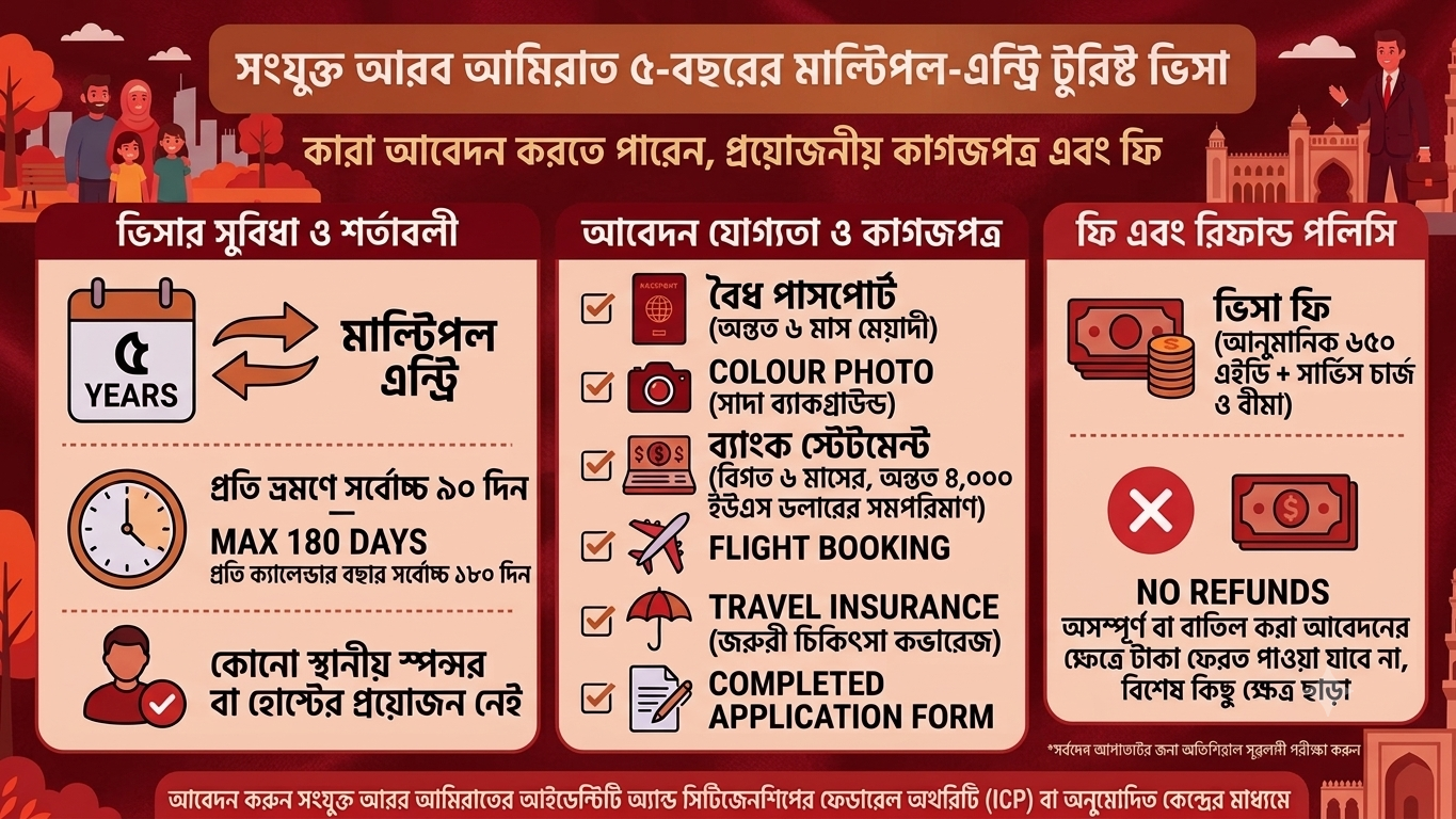 ৫ বছরের আমিরাত ভিসা: কারা পাবেন, কত টাকা লাগবে?